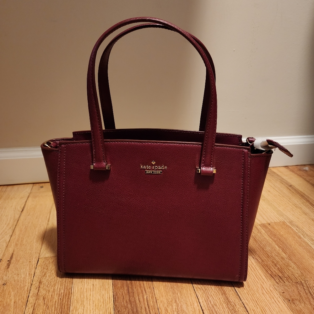 Kate Spade Black Cherry Geraldine Patterson Drive Leather Satchel